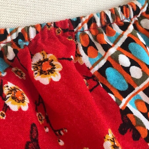 Off Shoulder Ruffle Patchwork Ruffle Crop Top Large - Picture 6 of 10